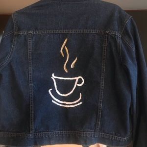 Hand painted and heat set coffee cup design jacket